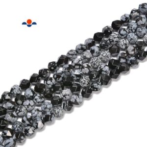 Shop Snowflake Obsidian Bead Shapes! Natural Snowflake Obsidian Star Cut Beads Size 8mm 15.5'' Strand | Natural genuine other-shape Snowflake Obsidian beads for beading and jewelry making.  #jewelry #beads #beadedjewelry #diyjewelry #jewelrymaking #beadstore #beading #affiliate #ad