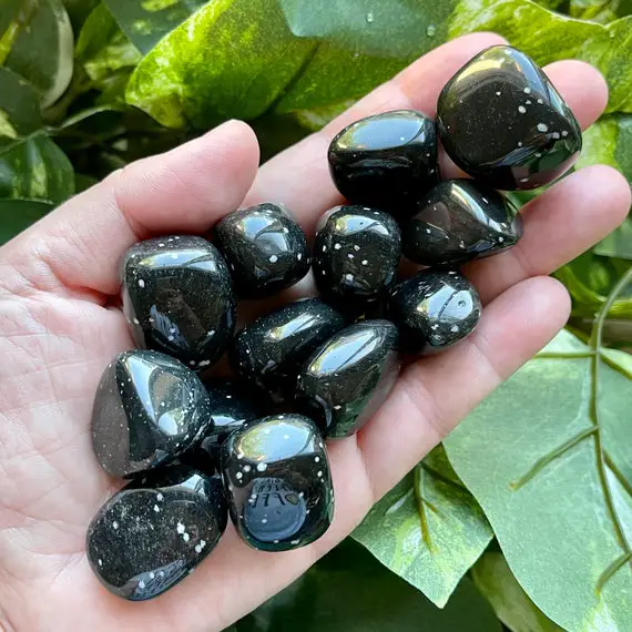Snowflake Obsidian Tumbled Stones, (.75" - 1") Worry Stones, Pocket Stones, Crystal Tumbles, Polished Rocks, Healing Crystals  (a193)