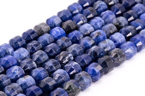 Genuine Natural Sodalite Loose Beads Faceted Bicone Barrel Drum Shape 10x9mm