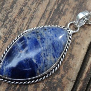 Shop Sodalite Pendants! 925 – Large Sodalite Sterling Silver Necklace, Natural stone, Blue Sodalite Statement pendant, Orange in Blue Sodalite Silver Necklace | Natural genuine Sodalite pendants. Buy crystal jewelry, handmade handcrafted artisan jewelry for women.  Unique handmade gift ideas. #jewelry #beadedpendants #beadedjewelry #gift #shopping #handmadejewelry #fashion #style #product #pendants #affiliate #ad
