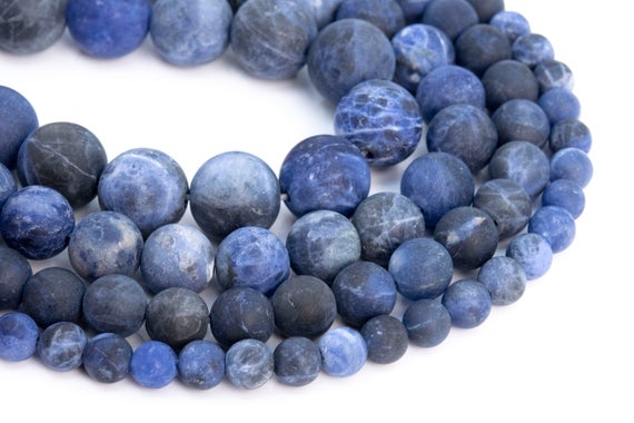 Genuine Natural Matte Blue Sodalite Loose Beads Round Shape 6mm 8mm 15mm