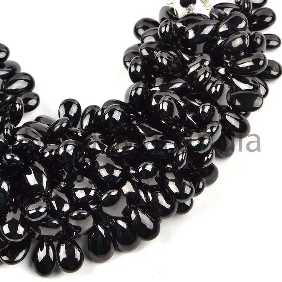 Black Spinel Pear Shape Beads, 7.5x11.5-8.5x13.5 Mm Spinel Smooth Beads, Black Spinel Plain Beads, Black Spinel Pear, Black Spinel Beads