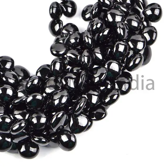 10-11.5 Mm Black Spinel Plain Heart Beads, Spinel Heart Beads,natural Black Spinel Beads, Spinel Plain Side Drill Beads, Spinel Smooth Beads