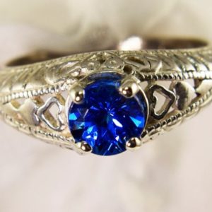 Shop Spinel Rings! Blue Spinel Ring, 6mm Round Gemstone, Set in 925 Sterling Silver Engraved Solitaire Ring | Natural genuine Spinel rings, simple unique handcrafted gemstone rings. #rings #jewelry #shopping #gift #handmade #fashion #style #affiliate #ad