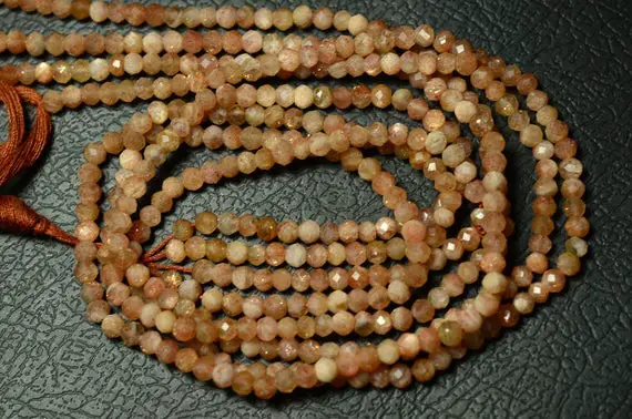 12.5 Inch Strand Natural Sunstone Rondelles 3mm To 4mm Faceted Rondelle Gemstone Beads Rare Sunstone Beads Semi Precious Stone No4560