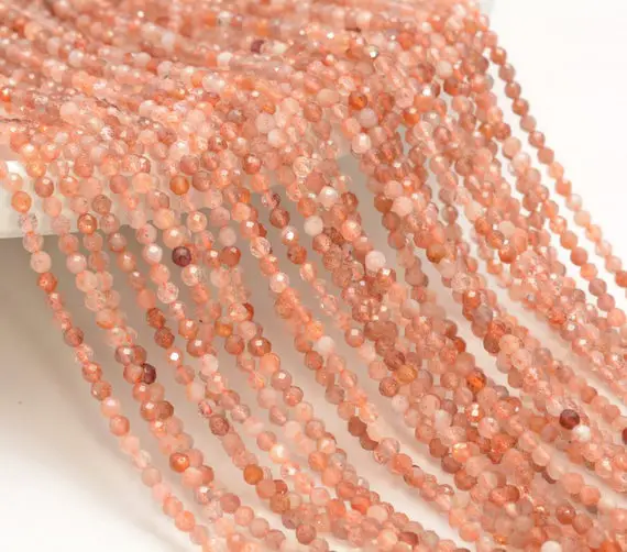 3mm Sunstone Gemstone Micro Faceted Round Grade Aa Beads 15.5inch Bulk Lot 1,6,12,24 And 48 (80010174-a194)