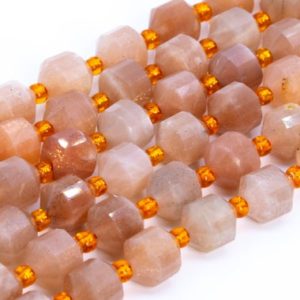 Shop Sunstone Faceted Beads! Genuine Natural Orange Brown Sunstone Loose Beads Grade AA Faceted Bicone Barrel Drum Shape 8x7mm | Natural genuine faceted Sunstone beads for beading and jewelry making.  #jewelry #beads #beadedjewelry #diyjewelry #jewelrymaking #beadstore #beading #affiliate #ad