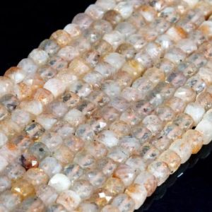 Shop Sunstone Faceted Beads! Genuine Natural Orange Sunstone Loose Beads Grade A Faceted Cube Shape 4mm | Natural genuine faceted Sunstone beads for beading and jewelry making.  #jewelry #beads #beadedjewelry #diyjewelry #jewelrymaking #beadstore #beading #affiliate #ad