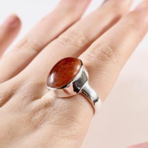 Shop Sunstone Rings! Raised Sunset Ring // Sunstone Jewelry // Sterling Silver // Village Silversmith | Natural genuine Sunstone rings, simple unique handcrafted gemstone rings. #rings #jewelry #shopping #gift #handmade #fashion #style #affiliate #ad