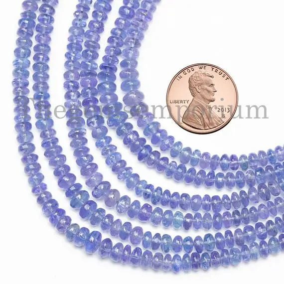 Tanzanite Plain Rondelle Beads, 3-4mm Tanzanite Smooth Beads, Tanzanite Beads, Tanzanite Rondelle Beads Tanzanite Gemstone Beads