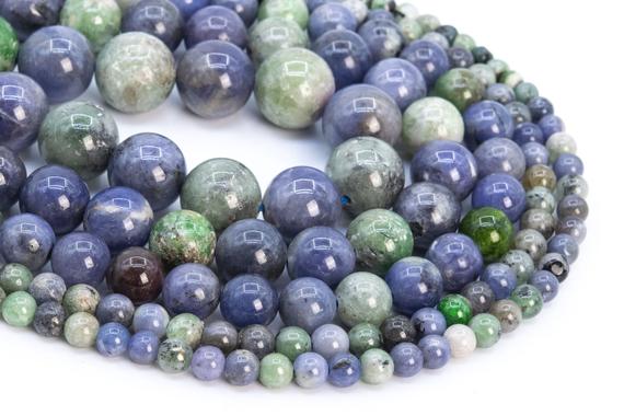 Genuine Natural Green Blue Tanzanite Loose Beads Grade A Round Shape 6mm 9mm 11mm 13-14mm