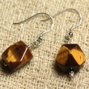 Shop Tiger Eye Earrings! Boucles oreilles Argent 925 – Oeil de Tigre Nuggets Facettés 12x9mm | Natural genuine Tiger Eye earrings. Buy crystal jewelry, handmade handcrafted artisan jewelry for women.  Unique handmade gift ideas. #jewelry #beadedearrings #beadedjewelry #gift #shopping #handmadejewelry #fashion #style #product #earrings #affiliate #ad
