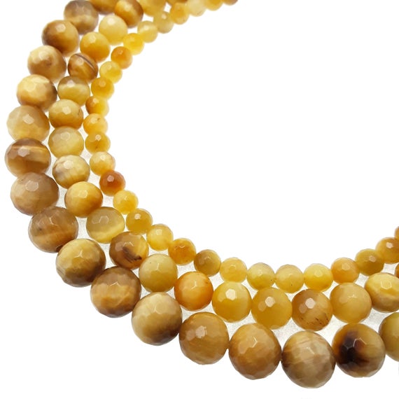 Golden Tiger Eye Faceted Round Beads 6mm 8mm 10mm 15.5" Strand