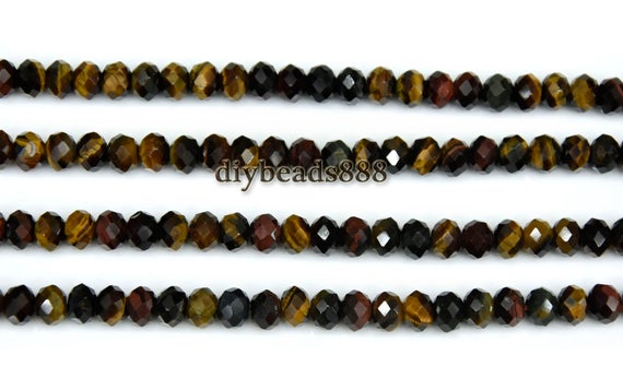 Mixcolor Tiger Eye,15 Inch Full Strand Natural Mixcolor Tiger Eye Faceted Rondelle Bead,abacus Beads,space Bead,multicolor Tiger Eye,5-6x8mm