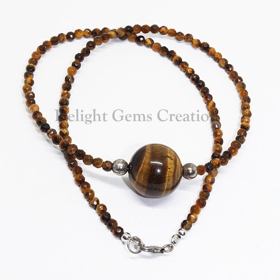 Natural Tiger Eye Beaded Necklace, 2mm Genuine Tigers Eye Necklace For Man Women Jewelry Gift, Boho Necklace,golden Tiger Eye Beads Necklace