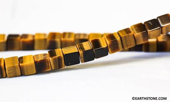 M-s/ Tiger Eye 8mm/ 6mm/ 4mm Cube Beads 15.5" Strand Natural Tiger Eye Gemstone Beads For Jewelry Making