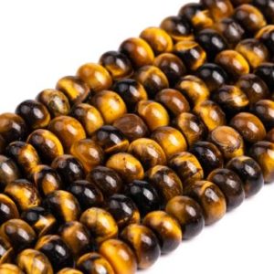 Shop Tiger Eye Rondelle Beads! Genuine Natural Yellow Tiger Eye Loose Beads Grade AA Rondelle Shape 6x4mm 8x5mm | Natural genuine rondelle Tiger Eye beads for beading and jewelry making.  #jewelry #beads #beadedjewelry #diyjewelry #jewelrymaking #beadstore #beading #affiliate #ad