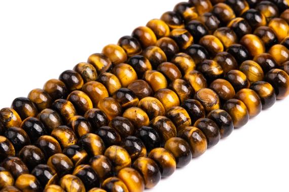 Genuine Natural Yellow Tiger Eye Loose Beads Grade Aa Rondelle Shape 6x4mm 8x5mm