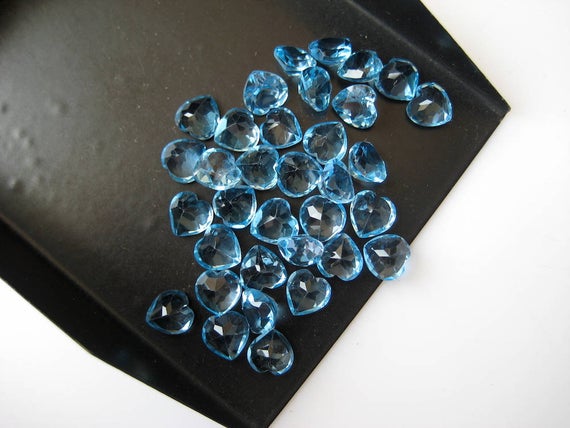 10 Pieces 6x6mm Natural Swiss Blue Topaz Heart Shaped Faceted Loose Gemstones For Jewelry Bb314
