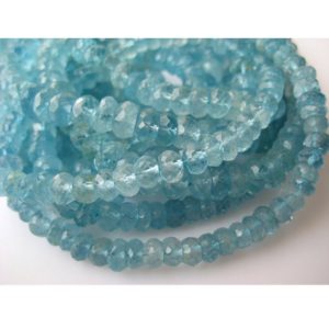 Shop Topaz Faceted Beads! Swiss Blue Topaz Faceted Rondelle Beads 5mm 4 Inch Half Strand 33 Pieces Approx. | Natural genuine faceted Topaz beads for beading and jewelry making.  #jewelry #beads #beadedjewelry #diyjewelry #jewelrymaking #beadstore #beading #affiliate #ad