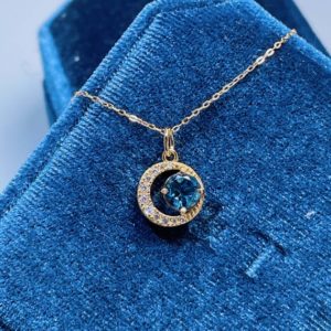 Dainty London Blue Topaz Necklace – Handmade Necklace – Gold Plated Necklace – Promise Real Topaz Stone – Birthstone Necklace – Gift For Her | Natural genuine Topaz necklaces. Buy crystal jewelry, handmade handcrafted artisan jewelry for women.  Unique handmade gift ideas. #jewelry #beadednecklaces #beadedjewelry #gift #shopping #handmadejewelry #fashion #style #product #necklaces #affiliate #ad