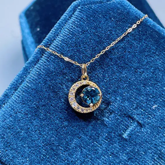London Blue Topaz Necklace - Handmade Necklace - Promise Real Topaz Stone - Birthstone Necklace - Gift For Her