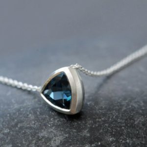 Shop Topaz Necklaces! London Blue Topaz Trillion Necklace in Silver | Natural genuine Topaz necklaces. Buy crystal jewelry, handmade handcrafted artisan jewelry for women.  Unique handmade gift ideas. #jewelry #beadednecklaces #beadedjewelry #gift #shopping #handmadejewelry #fashion #style #product #necklaces #affiliate #ad