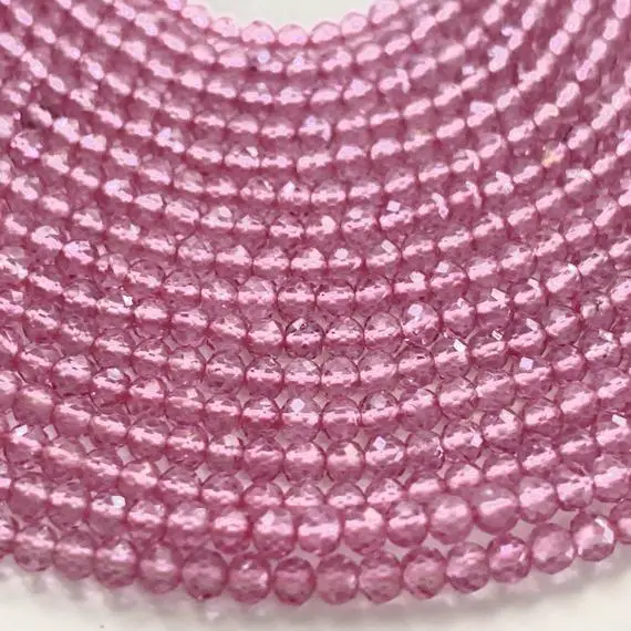 Pink Topaz Round Beads Small