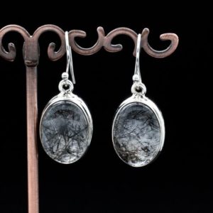 Shop Tourmalinated Quartz Earrings! Sterling Silver Tourmalated Quartz Earrings | Natural genuine Tourmalinated Quartz earrings. Buy crystal jewelry, handmade handcrafted artisan jewelry for women.  Unique handmade gift ideas. #jewelry #beadedearrings #beadedjewelry #gift #shopping #handmadejewelry #fashion #style #product #earrings #affiliate #ad