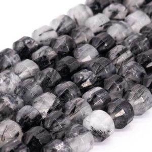 Shop Tourmalinated Quartz Beads! Genuine Natural Black Rutilated Quartz, Tourmalinated Quartz Loose Beads Faceted Bicone Barrel Drum Shape 10x9mm | Natural genuine faceted Tourmalinated Quartz beads for beading and jewelry making.  #jewelry #beads #beadedjewelry #diyjewelry #jewelrymaking #beadstore #beading #affiliate #ad