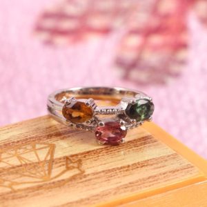 Shop Tourmaline Rings! Tourmaline Ring, Statement Ring, Simple Stacking Ring, Three Stone Ring, 925 Sterling Silver, Handmade Promise Ring Women, Anniversary Gift | Natural genuine Tourmaline rings, simple unique handcrafted gemstone rings. #rings #jewelry #shopping #gift #handmade #fashion #style #affiliate #ad
