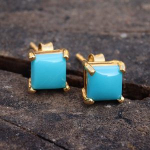 Shop Turquoise Earrings! Natural Turquoise Earrings, Dainty Stud Earrings, Minimalist Tiny Earrings, 18k Gold Plated Silver, December Birthstone, Handmade Earrings | Natural genuine Turquoise earrings. Buy crystal jewelry, handmade handcrafted artisan jewelry for women.  Unique handmade gift ideas. #jewelry #beadedearrings #beadedjewelry #gift #shopping #handmadejewelry #fashion #style #product #earrings #affiliate #ad
