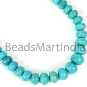Shop Turquoise Necklaces! Natural 6.5-11mm Arizona Turquoise Smooth Rondelle Necklace,Turquoise Rondelle Necklace, Arizona Turquoise Plain Rondelle Necklace | Natural genuine Turquoise necklaces. Buy crystal jewelry, handmade handcrafted artisan jewelry for women.  Unique handmade gift ideas. #jewelry #beadednecklaces #beadedjewelry #gift #shopping #handmadejewelry #fashion #style #product #necklaces #affiliate #ad