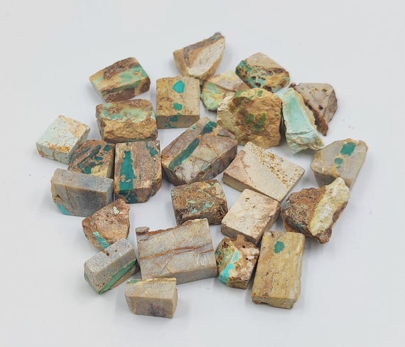 Royston Ribbon Turquoise Raw Stone, 10 / 25 Pc Lot Royston Turquoise Raw Stone, Natural  Gemstone, Healing  Raw,8x10, 10x12, 15x,20 Mm Size