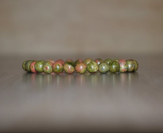 6mm Unakite Bracelet, Heart Chakra Bracelet For Chakra Balance, Reiki Infused Unakite Healing Bracelet For Protection And Self Healing