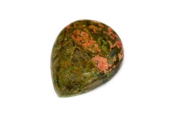 Unakite Teardrop Cabochon Stone (24mm X 19mm X 7mm) - Natural Gemstone - Loose Crystal