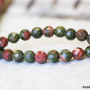 Shop Unakite Faceted Beads! M/ Unakite 8mm/ 6mm Faceted Round beads 16" strand Natural green/red gemstone beads For jewelry making | Natural genuine faceted Unakite beads for beading and jewelry making.  #jewelry #beads #beadedjewelry #diyjewelry #jewelrymaking #beadstore #beading #affiliate #ad