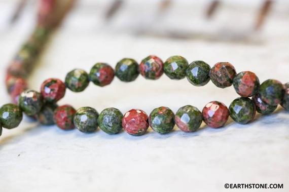 M/ Unakite 8mm/ 6mm Faceted Round Beads 16" Strand Natural Green/red Gemstone Beads For Jewelry Making