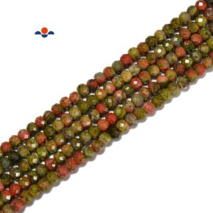Shop Unakite Faceted Beads! Natural Unakite Faceted Rondelle Beads Size 2x3mm 3x4mm 15.5'' Strand | Natural genuine faceted Unakite beads for beading and jewelry making.  #jewelry #beads #beadedjewelry #diyjewelry #jewelrymaking #beadstore #beading #affiliate #ad