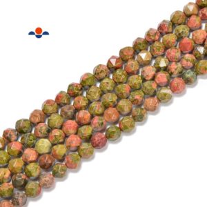 Shop Unakite Bead Shapes! Natural Unakite Star Cut Beads Size 8mm 15.5'' Strand | Natural genuine other-shape Unakite beads for beading and jewelry making.  #jewelry #beads #beadedjewelry #diyjewelry #jewelrymaking #beadstore #beading #affiliate #ad