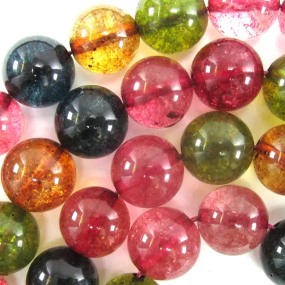 Watermelon Tourmaline Colored Quartz Round Beads 15" 4mm 6mm 8mm 10mm 12mm