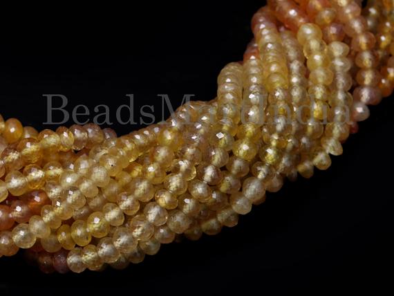 Yellow Sapphire Rondelle Beads, 4.50-4.75mm Yellow Sapphire Beads, Yellow Sapphire Faceted Beads, Yellow Sapphire Rondelle, Rondelle Beads