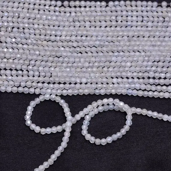Natural Aaa+ Grey Zircon Rondelle Beads | Gemstone 2mm-3mm Micro Faceted Beads 13" Strand | Grey Zircon Semi Precious Gemstone Loose Beads