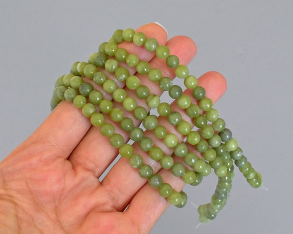 16" Strand - 6mm Green Serpentine Gemstone Round Beads - Natural Genuine Earthy Gemstone C Grade Bead - Wholesale Beading - 7254