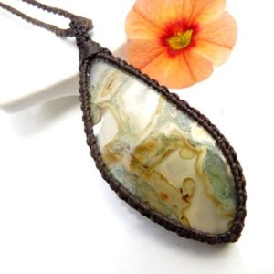 Shop Agate Pendants! Horse Canyon Agate Necklace / Agate healing stone / Agate pendant / healing crystal energy / Calming crystal necklace / Hippy necklace | Natural genuine Agate pendants. Buy crystal jewelry, handmade handcrafted artisan jewelry for women.  Unique handmade gift ideas. #jewelry #beadedpendants #beadedjewelry #gift #shopping #handmadejewelry #fashion #style #product #pendants #affiliate #ad