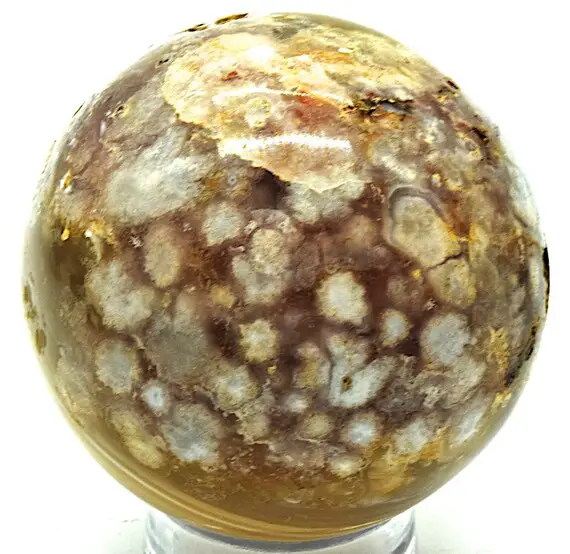 Flower Agate Sphere 3.3" In Diameter And Weighs 1.65 Pounds