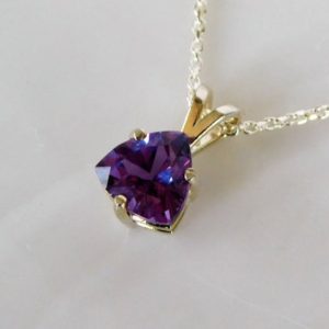 Alexandrite 9mm Necklace ~ Alexandrite Pendant Necklace ~ Purple to Pink Color Change Alexandrite Necklace ~ June Birthstone | Natural genuine Array jewelry. Buy crystal jewelry, handmade handcrafted artisan jewelry for women.  Unique handmade gift ideas. #jewelry #beadedjewelry #beadedjewelry #gift #shopping #handmadejewelry #fashion #style #product #jewelry #affiliate #ad