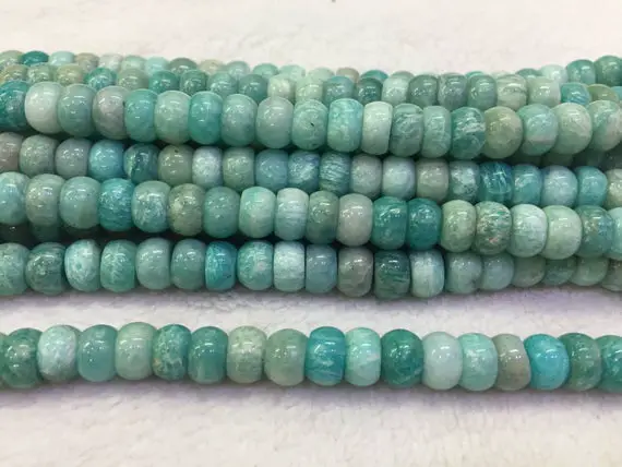 Brazilian Amazonite Beads - Blue Rondelle Beads - Blue Gemstone Abacus Beads - Jewelry Spacer Beads - Blue Amazonte Beads - 15inch
