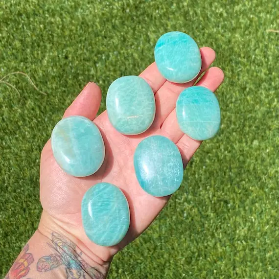 Amazonite Palm Stone, Teal Amazonite, Amazonite Pillows, Amazonite Feldspar, Amazonite Soap Stone, Palm Stones