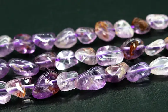 5-7mm Amethyst Cacoxenite Inclusions Quartz Beads Pebble Chips Grade Aaa Genuine Natural Loose Bead 15.5" / 7.5" Bulk Lot Options (115634)